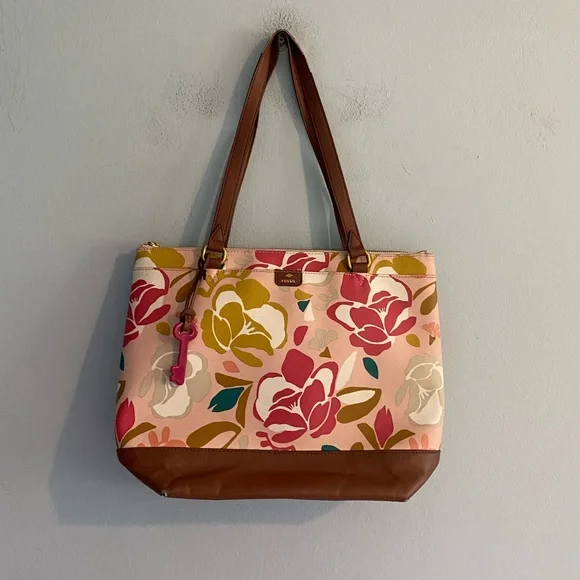 Fossil Women's Mother's Day Large Shopper Tote Pink Floral - Picture 3 of 11